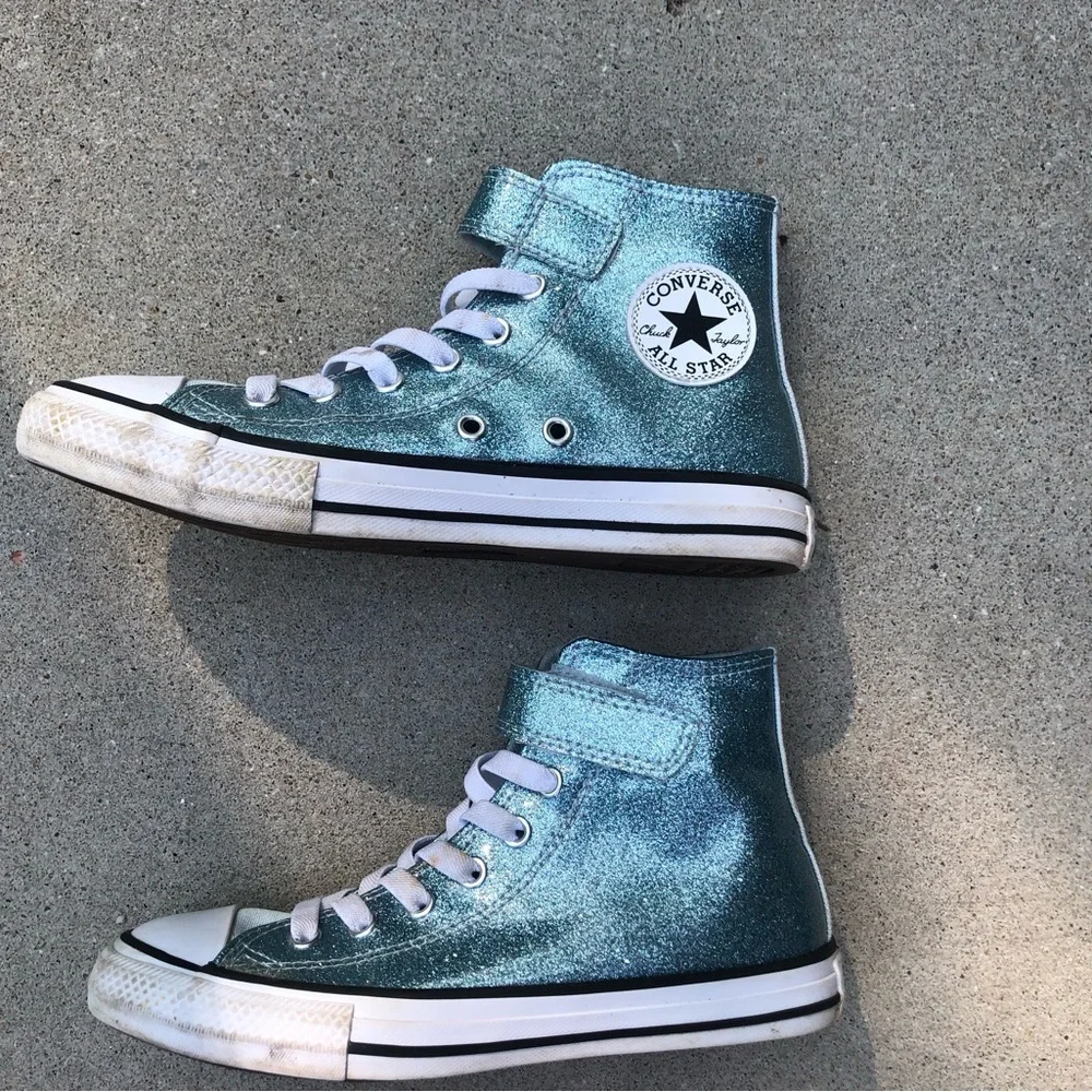 Converse Teal Glitter High Top Sneakers 2